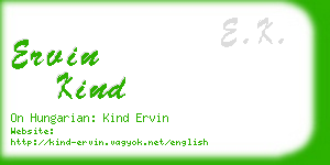 ervin kind business card